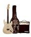 39 Inch Metallic Silver Electric Guitar Beginner Kit with 10 Watt Amp