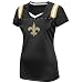 NFL New Orleans Saints Draft Me III Short Sleeve V-Neck Synthetic Tee, Black/White/Harvest Gold, Medium