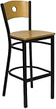 HERCULES™ Series Black Circle Back Metal Restaurant Bar Stool with Natura ....