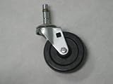 Casters: Swivel caster, 3" diameter x 13/16" wide soft rubber with self lube bearing. 7/16" x 1 3/8" grip ring stem. 90 pound load capacity.