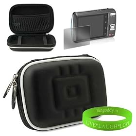 Sony Cyber-shot Case Vangoddy Newly Designed Carrying Sleeve Case with Interlaced Memory Foam Interior Sony Cyber-shot DSC-HX9V 16.2 MP Exmor R CMOS Digital Still Camera: Black Vangoddy Exclusive Design Digital Camera Hard Case + Compatible Digital Camera Screen Protector + Vangoddy Live * Laugh * L