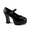 MARYJANE-50, Mary Jane Plateau Pumps schwarz Lack