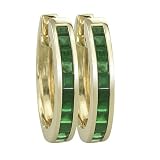 14K Yellow Gold 1 1/5 ct. Square Shaped Emerald Huggie Earrings