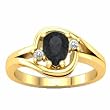 14K Yellow Gold Onyx and Diamond Ring