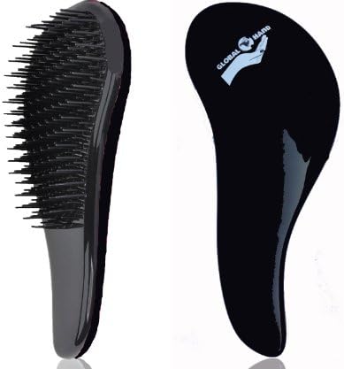 Detangler Brush - For All Types of Tangled Thick, Natural, Black, Curly, Wavy or Chemically Treated Hair - Like Tangle Teezer Hairbrush but with Handle for Ultimate Detangling to Straighten Long, Short, Wet or Dry Hairs Without Pain - Best Detangle Comb for Babies, Kids, Girls, Women and Men - With Moneyback Guarantee(Black)