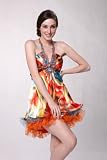 #10604 Print Halter Sweet 16 Short Cocktail Prom Dress