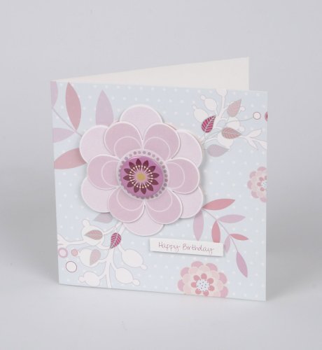 Flocked Flower & Badge Birthday Card