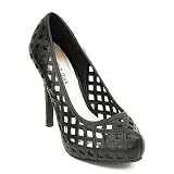 Chelsie07 Cutout Platform High Heel Pumps BLACK