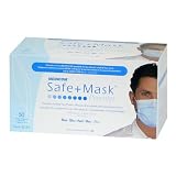 ウイルス対策、カラー医療用マスク(ブルー色、サージカルマスク、使い捨て、50枚入り、ASTM-2100適合、新型インフルエンザ、ウィルス、花粉、ハウスダスト)