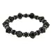 Jet and Silver Tone Faceted Bead Stretch Bracelet