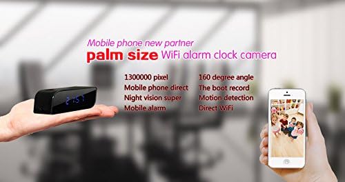 1080p Wifi Pinhole Hidden Alarm Clock Camera Motion Dection Ir Night Vision Wireless P2p Remote