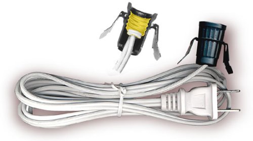 cord set has clip-in socket and molded end plug. 6 ft. white. (set of 10)