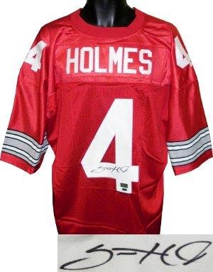 Santonio Holmes signed Ohio State Buckeyes Red Custom Jersey- Holmes Hologram - Autographed College Jerseys