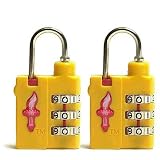 Review Safe Skies TSA Luggage Locks  / Safe Skies TSA Approved 3 Dial Light Weight Combination Luggage Locks Sunburst Yellow - Set of Two