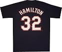 Texas Rangers Josh Hamilton Name and Number Navy Majestic T Shirt