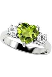 Star K 8mm Heart Shape Simulated Peridot Ring
