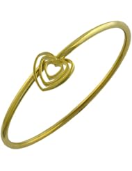 14 Karat Yellow Gold Heart Bangle Bracelet