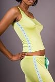 Silk Knit Lounge 3 pc Set - green with blue lace trim and tie.