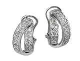 14K White Gold Earrings with Omega Clip and Enhanced with Diamond Accents
