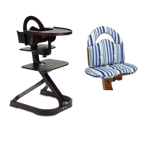 Svan High Chair from Scandinavian Child with Infant Kit and Cushion, Connect The Dots Cushion with Espresso Wood