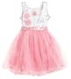Barbie Princess Dress: White top with Pink Glitter Skirt, Sash and Pink Flowers