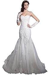  Applique Beaded Lace-Up Sweetheart Mermaid  Ball Gown  Dress