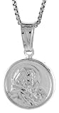Sterling Silver Hollow Mother and Child Medal, 13mm Diameter