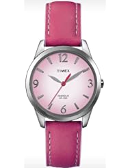 Timex Womens T2N8649J Pink Leather Strap Contrast Stitching Watch