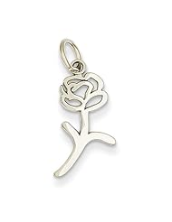 14k White Gold Rose Charm