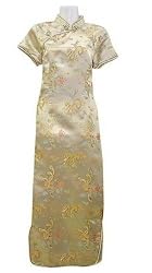 Chinese Long Dress Gold Dragons and Firebirds Phoenix - Small