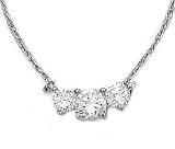 14K White Gold 1.00 Carat. Three-Stone Diamond Pendant with Chain (G-H;SI1-SI2)