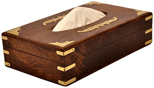SouvNear 10 Inch Tissue Box Holder Tissue Cover Paper Dispenser Rectangular Brown Decorative Tissue Boxes