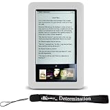 Slim High Quality Durable Silicone Skin Case Customer Made For Barnes & Noble Nook eBook Reader (white) + Includes a 4-Inch eBigvalue Determination Hand Strap
