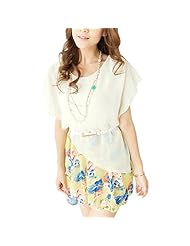 Chiffon/Polyester Sleeveless Scoop Neck Tiered Pleated Belted Sheer Mini Dress 