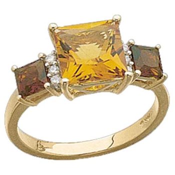14Kt Yellow Gold Stylish Madeira Citrine and Diamond Ring