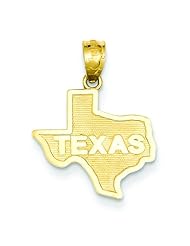 14K Yellow Gold State of Texas Charm Longhorn Pendant