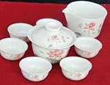 Amazon：携帯　【ギフト】台湾　鶯歌産　中国茶器セット　蓋碗茶杯6客　ハスの花図柄（携帯や収納に便利なコンパクトタイプ）