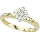 14K Yellow Gold Prong Set Round Diamond Cluster Ring