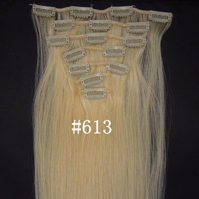 15'' 7pcs Fashional Clips in Remy Human Hair Extensions21 Colors for Women Beauty Hot Sale 70g (#613 bleach blonde)