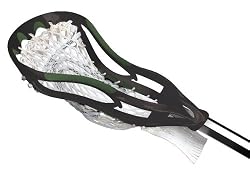STX Deuce Lacrosse Head with White Power V Stringing, Black/Green