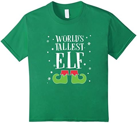 Kids FUNNY WORLD'S TALLEST ELF T-SHIRT Ugly Christmas Sweater 4 Kelly Green