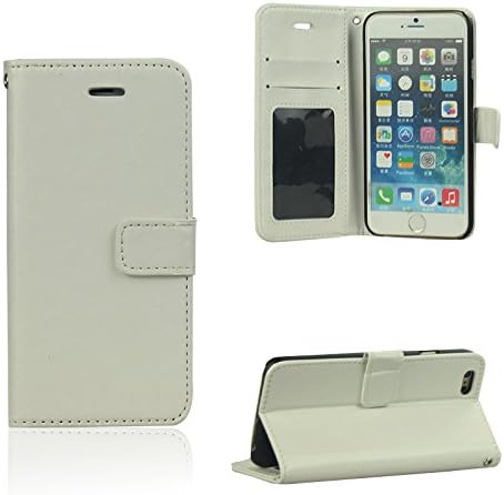 Premium Genuine Leather Wallet Flip Foldover Case with Magnetic Closure - Certified to fit Apple iPhone 6 Plus (5.5 inch) - White