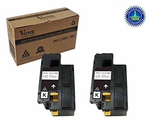 V4INKÂ® 2 Pack Replacement Toner Cartridge DELL C1660 (332-0399)(Black) compatible with DELL C1660 C1660W C1660cnw, yield of 1,250 pages