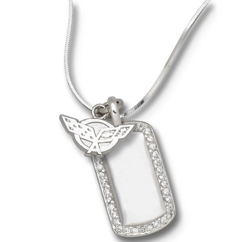 C5 Corvette Sterling Silver Necklace With Pendant & Dog Tag Picture