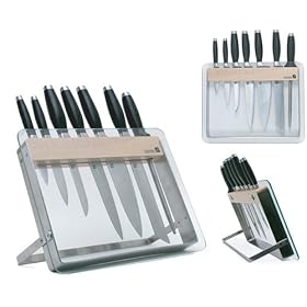 <b>CulinHome KF4072 Knife Frame Knife Stand, Stainless Steel with Beech Wood. Knives Not Included</b>