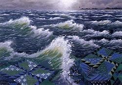 Rebecca Barker Waves of the Sea Quiltscapes Set of 6 Cards 5" x 7"