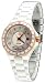 Oniss #ON8202-LRG7 Women's Rose Gold Trim Diamond Marker White Ceramic Watch