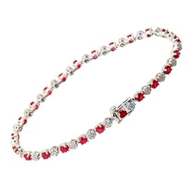 Ladies' Diamond, Emerald and Ruby Bracelet, 9ct White Gold, Prong Setting 0.63 Carat Diamond Weight, Model PBC2516