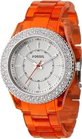 Fossil #ES2453 Women's Orange Acrylic Topring Glitz Watch