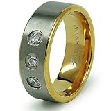 8mm Gold Plated Titanium Ring with CZ (Sizes 6-12)